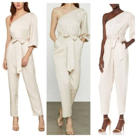 BCBGMaxAzria Pants - NWT BCBGMAXAZRIA Beige Puff Sleeve Jumpsuit